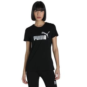 Puma Essentials Metalik Logo Siyah Kadın T-shirt