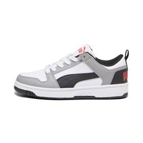 Puma Rebound Lay-Up Lo Youth Trainers White Black Concrete Gray-For All Time Red Çocuk Spor Ayakkabı