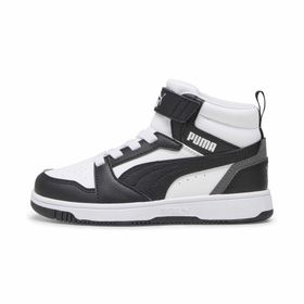Puma Rebound V6 Mid AC+ PS White Black Shadow Gray Unisex Çocuk Spor Ayakkabı