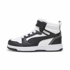 Puma Rebound V6 Mid AC+ PS White Black Shadow Gray Unisex Çocuk Spor Ayakkabı