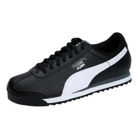 Puma Roma Basic Youth Trainers Black White Silver Unisex Çocuk Spor Ayakkabı