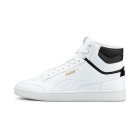 Puma Shuffle Mid Trainers White Black Team Gold Uniseks Spor Ayakkabı