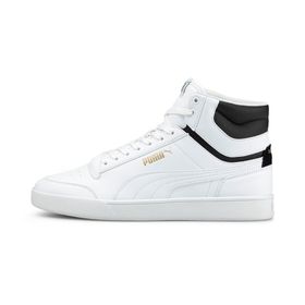 Puma Shuffle Mid Trainers White Black Team Gold Uniseks Spor Ayakkabı