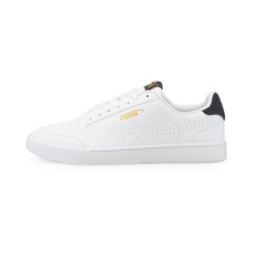Puma Shuffle Perforated Trainers White Team Gold Peacoat Unisex Yetişkin Spor Ayakkabı