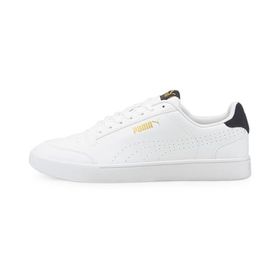 Puma Shuffle Perforated Trainers White Team Gold Peacoat Unisex Yetişkin Spor Ayakkabı