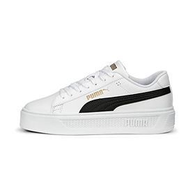 Puma Smash Platform V3-Puma Black-Puma White-Puma Gold Low Kadın Bot