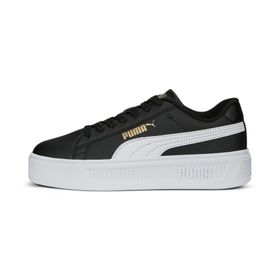Puma Smash Platform V3-Puma Black-Puma White-Puma Gold Low Kadın Bot