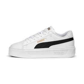 Puma Smash Platform V3-Puma Black-Puma White-Puma Gold Low Kadın Bot