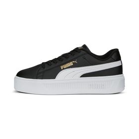 Puma Smash Platform V3-Puma Black-Puma White-Puma Gold Low Kadın Bot