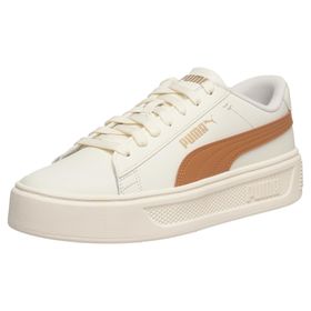 Puma Smash Platform v3-Warm White-Caramel Latte-Puma Gold Low Kadın Bot