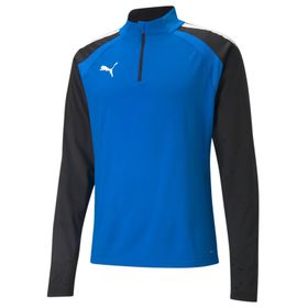 Puma Teamliga 1 4 Zip Top Mavi Erkek Futbol Antrenman Uzun Kollu Tişört