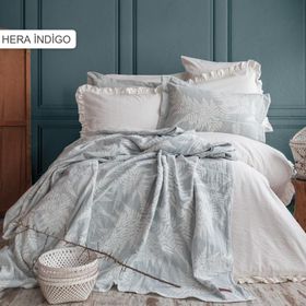 Pupilla Yatak Örtülü Hera İndigo Nevresim Takımı