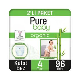 Pure Baby Organic Bambu Özlü No:4 Maxi 96 Adet Külot Bebek Bezi