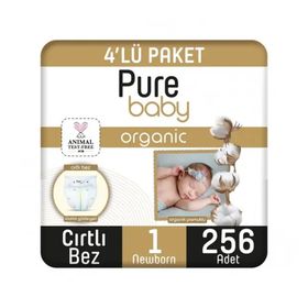 Pure Baby Organic No:1 Yenidoğan 256 Adet Bebek Bezi