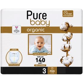 Pure Baby Organic No:3 Midi 140 Adet Bebek Bezi