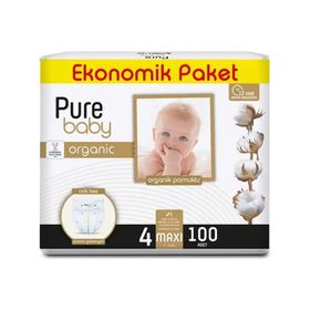 Pure Baby Organic No:4 Maxi 100 Adet Bebek Bezi