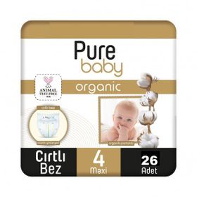 Pure Baby Organic No:4 Maxi 26 Adet Bebek Bezi