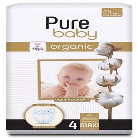 Pure Baby Organic No:4 Maxi Pamuklu Cırtlı Bebek Bezi