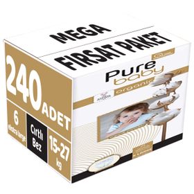 Pure Baby Organic No:6 XLarge 240 Adet Bebek Bezi
