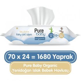 Pure Baby Organic Yenidoğan 24x70 Adet Islak Mendil