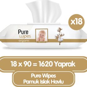 Pure Baby Organik Pamuklu 18x90 Adet Islak Mendil
