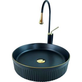 Pure BG-309 Mat Siyah Gold Çanak Lavabo