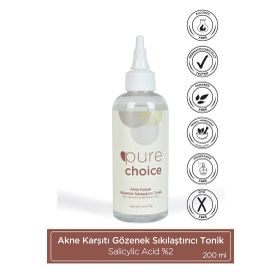 Pure Choice Akne Karşıtı Salicylic Acid %2 200 ml Gözenek Sıkılaştırıcı Tonik
