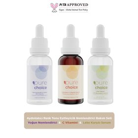 Pure Choice Aydınlatıcı Renk Tonu Eşitleyici ve Nemlendirici Bakım Seti C Vitamini Leke Karşıtı HA Serum