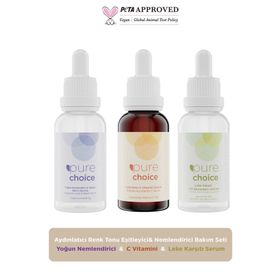 Pure Choice Aydınlatıcı Renk Tonu Eşitleyici ve Nemlendirici Bakım Seti C Vitamini Leke Karşıtı HA Serum
