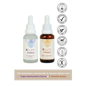 Pure Choice C Vitamini Serum HA Serum 2'li Set Cilt Aydınlatıcı Nemlendirici ve Onarıcı Bakım Seti