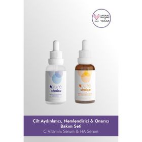 Pure Choice C Vitamini Serum HA Serum 2'li Set Cilt Aydınlatıcı Nemlendirici ve Onarıcı Bakım Seti