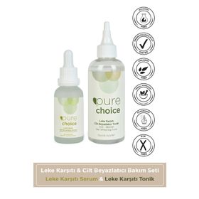 Pure Choice Leke Karşıtı Serumu Leke Karşıtı Tonik 2'li Set Leke Karşıtı ve Cilt Beyazlatıcı Bakım Seti