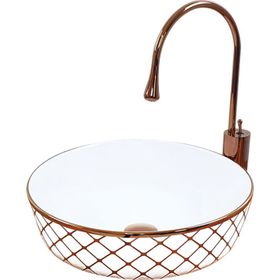 Pure Concept RW-101 Geometrik Beyaz Bronz Tezgahüstü Çanak Lavabo