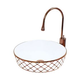 Pure Concept RW-101 Geometrik Beyaz Bronz Tezgahüstü Çanak Lavabo