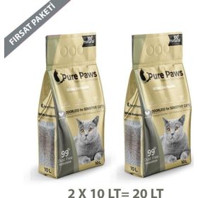 Pure Paws 2x10 lt İnce Taneli Kokusuz Bentonit Kedi Kumu