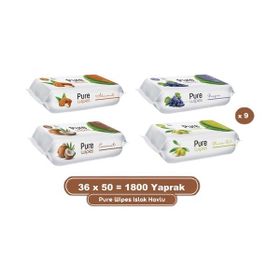 Pure Wipes 36x50 Yaprak Islak Havlu