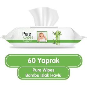 Pure Wipes 60x12 Adet 720 Yaprak Organik Bambu Islak Havlu
