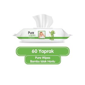 Pure Wipes 60x12 Adet 720 Yaprak Organik Bambu Islak Havlu