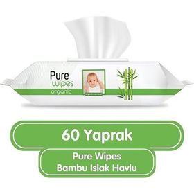 Pure Wipes 60x24 Adet 1440 Yaprak Organik Bambu Islak Havlu