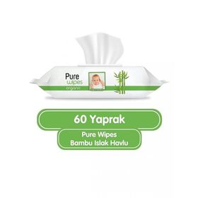 Pure Wipes 60x6 Adet 360 Yaprak Organik Bambu Islak Havlu