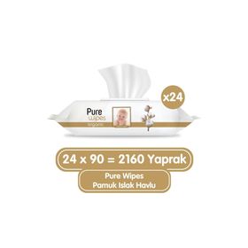 Pure Wipes Organik Pamuklu 24x90 cm 2160 Yaprak Islak Havlu