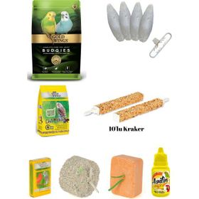 PureCanpati Muhabbet Kuşu Yem,Kraker,Vitamin,Gaga Taşı İhtiyaç Seti