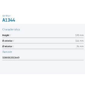 Purflux A1344 Hava Filtresi