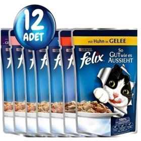 Purina 12x85 gr Felix Karışık Çeşitli Yetişkin Kedi Yaş Maması