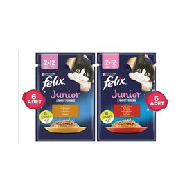 Purina 12x85 gr Felix Tavuklu Sığır Etli Pouch Yavru Kedi Maması