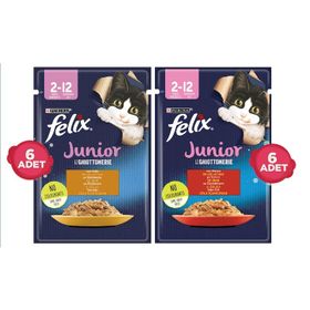 Purina 12x85 gr Felix Tavuklu Sığır Etli Pouch Yavru Kedi Maması