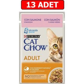 Purina 13x85 gr Catchow Adult Somon ve Yeşil Fasulyeli Kedi Islak Maması