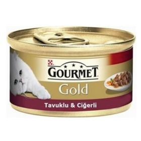 Purina 24x85 gr Gourmet Gold Parça Etli Soslu Tavuk Ciğerli Kedi Konservesi