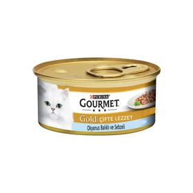 Purina 24x85 gr Gourmet Gold Sos İçinde Parça Etli Okyanus Balığı ve Ispanaklı Kedi Konservesi