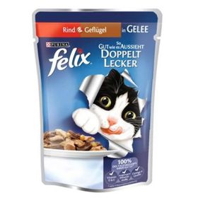 Purina Felix Çifte Lezzet Sığır Etli ve Tavuklu 12x100 gr Kedi Maması Pouch